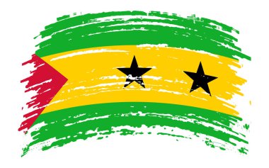 Grunge fırça darbesiyle Sao Tome ve Principe bayrağı, vektör resmi