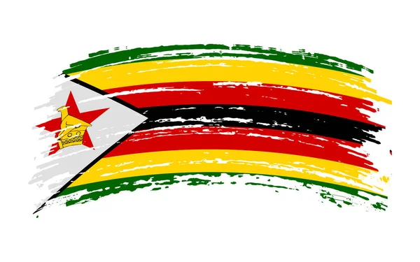 Zimbabwe Vlag Grunge Penseelstreek Vectorafbeelding — Stockvector