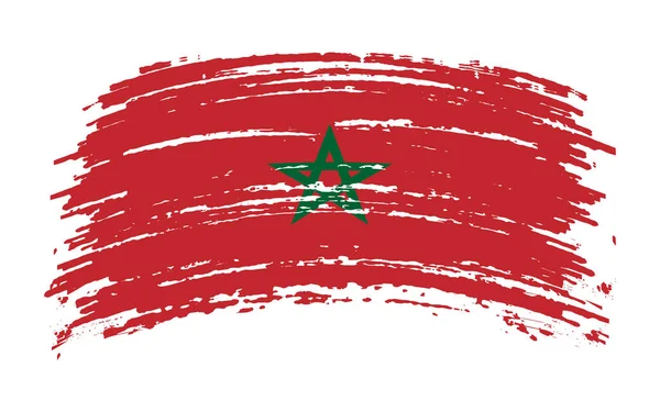 Drapeau Maroc Coup Pinceau Grunge Image Vectorielle — Image vectorielle