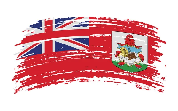Bermuda Vlag Grunge Penseelstreek Vectorafbeelding — Stockvector