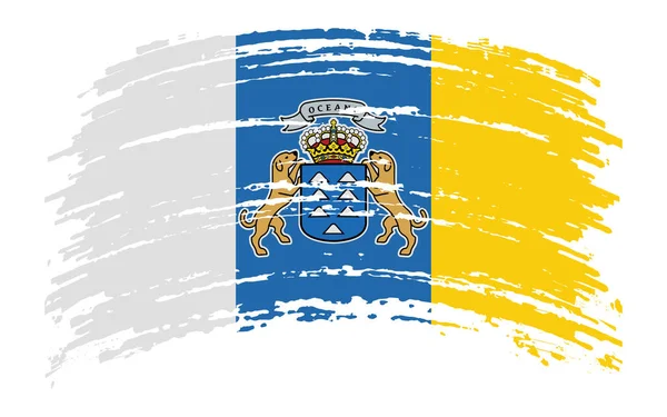 Kanarische Flagge Grunge Pinselstrich Vektorbild — Stockvektor