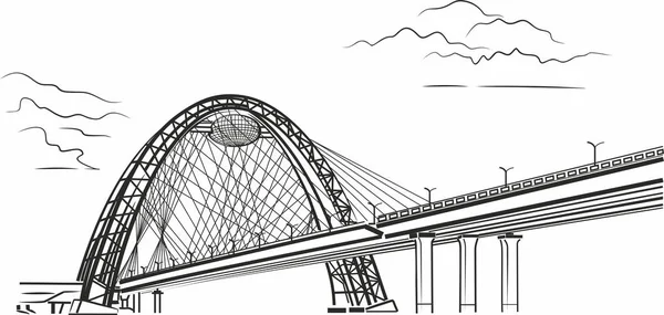 俄罗斯莫斯科 Zhivopisny 大桥的矢量素描 — 图库矢量图片