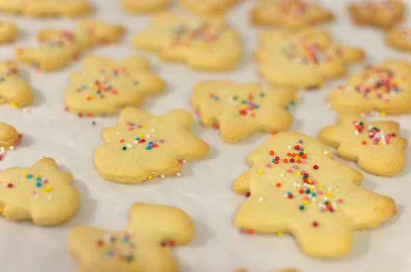 Hornear Galletas Para Navidad Vacaciones Para Bebés Enfoque Selectivo — Foto de Stock