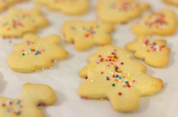 Hornear Galletas Para Navidad Vacaciones Para Bebés Enfoque Selectivo — Foto de Stock