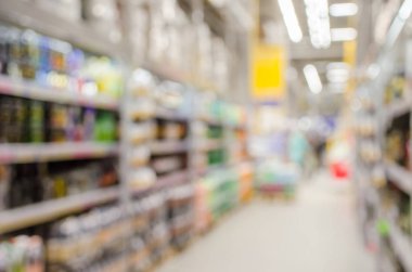 Soyut bulanıklık ve bokeh güzel alışveriş merkezi ve mağaza iç arka plan için alışveriş. Süpermarket. Bulanık.