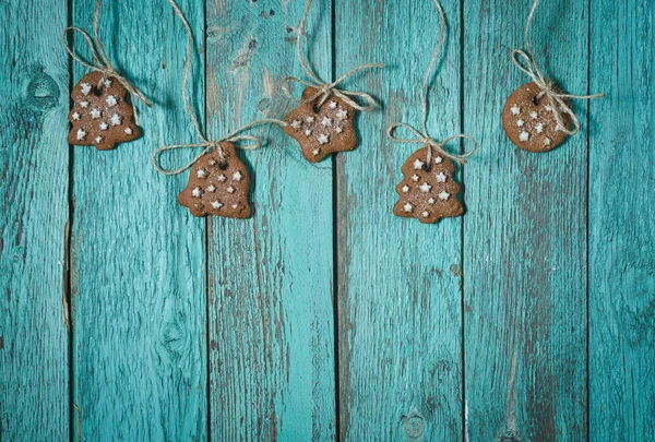 Natal fundo de madeira com biscoitos. Fundo de Natal . — Fotografia de Stock