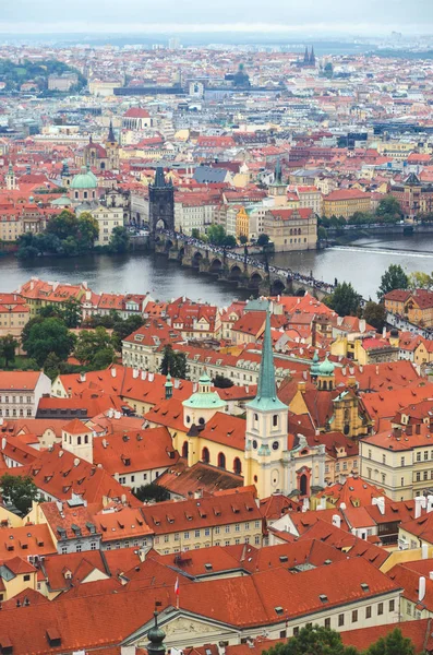 Panoramic View Prague Vltava River Summer Czech Republic Europe Top — Stock Photo, Image