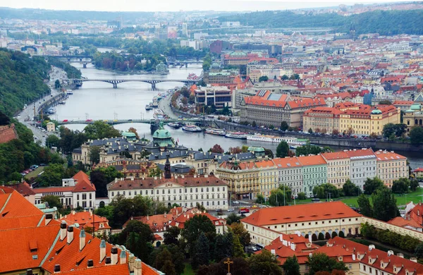 Panoramic View Prague Vltava River Summer Czech Republic Europe Top — Stock Photo, Image