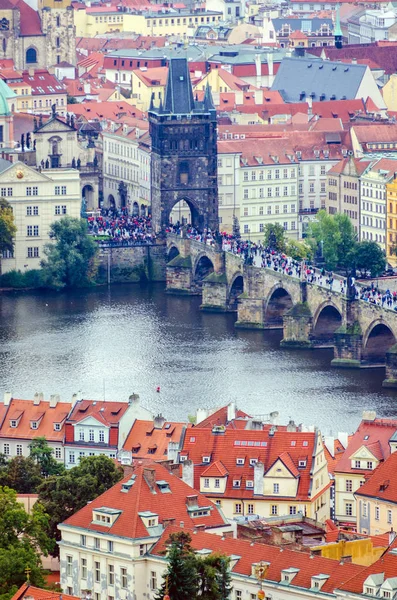 Panoramic View Prague Vltava River Summer Czech Republic Europe Top — Stock Photo, Image