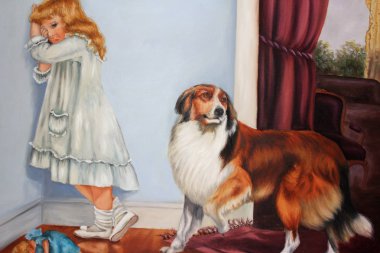Boyama Köpek ve Küçük Kız Ağlıyor