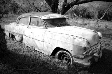 Vintage Chevrolet Bel Air Otomobil Siyah Beyaz