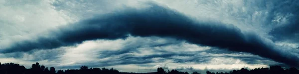 Panoramic Photo Dark Dramatic Sky Storm Clouds — Stock Photo, Image