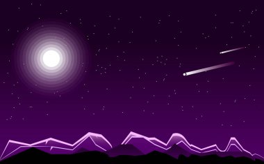 gece manzara ay ve sabit yıldız