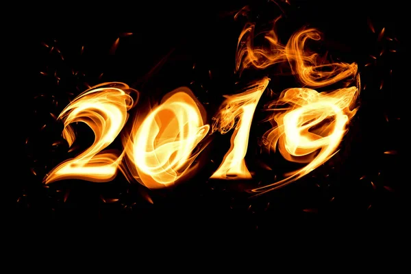 siyah bir arka plan üzerinde ateşli rakamlar 2019