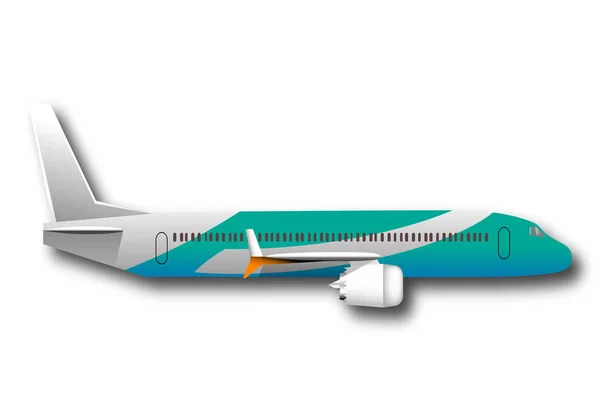 plane on white background side view in horizontal position