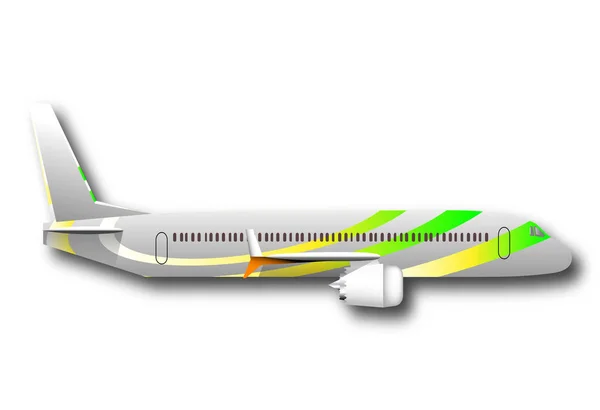 Beyaz Arka Plan Yan Görünüm Yatay Pozisyonda Uçakta — Stok fotoğraf