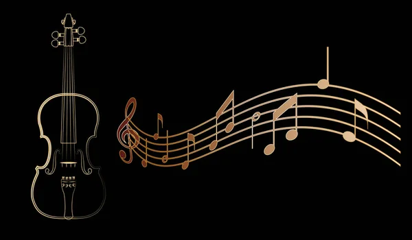 Brown Violin Black Background Notes — Stock Photo, Image