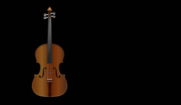 黒の背景に茶色のヴァイオリン — ストックベクタ