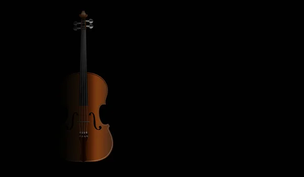 Violino Marrone Sfondo Nero — Vettoriale Stock