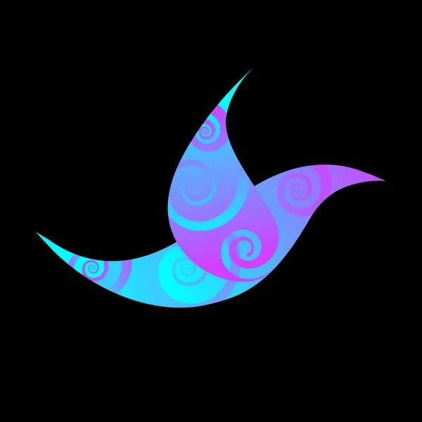 Abstrakte Vogel Kalibri Mit Ornament Auf Schwarzem Hintergrund — Stockvektor