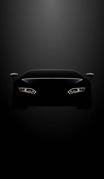 Silhouette Front Car Black Background — Stock Photo, Image