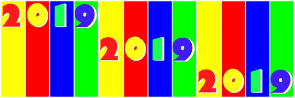 Nomor Multicolored 2019 Dalam Gaya Seni Pop — Stok Foto