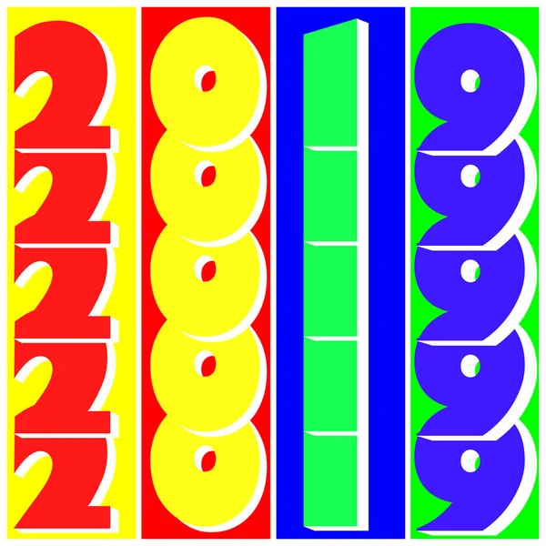 Multicolored Numbers 2019 Pop Art Style — Stock Photo, Image