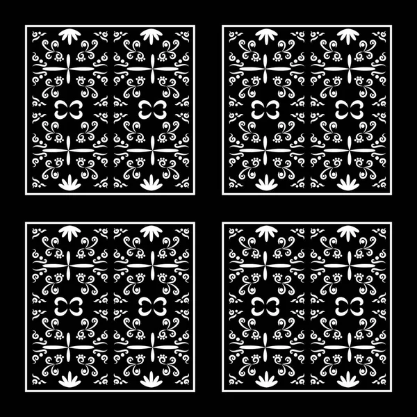 Красивий Візерунок Арабески Чорному Тлі Квадратах Вектор — стоковий вектор