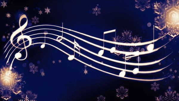 Notatki Niebieskim Tle Płatki Śniegu Winter Melody — Zdjęcie stockowe