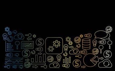 veri analytics simgeler siyah arka plan üzerine mockup vektör