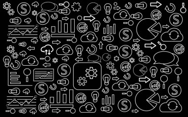 veri analytics simgeler siyah arka plan üzerine mockup vektör