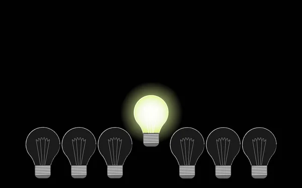 Glowing Light Bulb Idea Vector Symbol Dark Background — Stock Vector