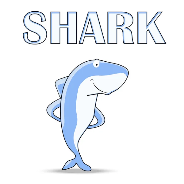 Tiburón Divertido Vector Fondo Blanco — Archivo Imágenes Vectoriales