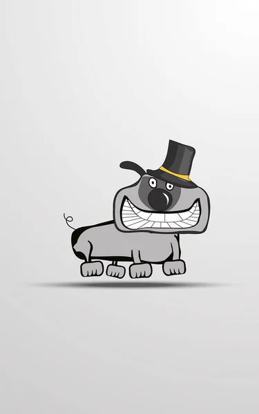 Divertido Perro Sonriente Dibujos Animados Con Sombrero Sobre Fondo Blanco — Vector de stock