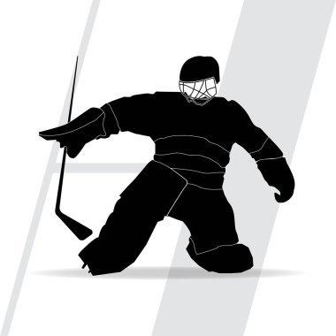 beyaz bir arka planda bir hokey oyuncusu silüeti vektör