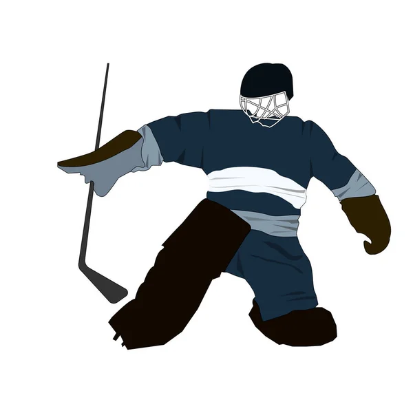 Vektorsilhouette Eines Hockeyspielers Auf Weißem Hintergrund Mit Einem Stock — Stockvektor