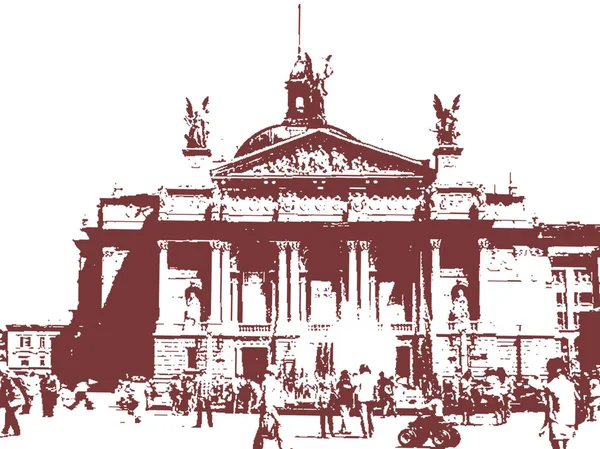 Lviv Opera House Alte Sepia Photo — Stockfoto