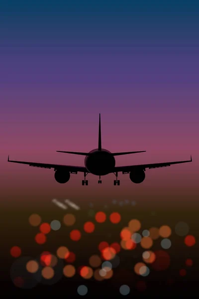 arka plan ışıkları gece şehir bokeh etkisi en iyi görünümünün günbatımında uçakta