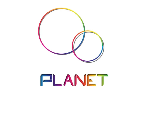 Planeta Colorido Logotipo Fundo Branco — Fotografia de Stock