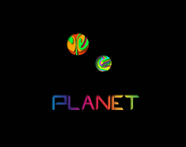 Planete Colorate Logo Fundal Negru — Fotografie, imagine de stoc