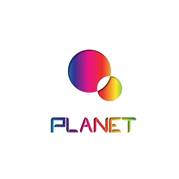 Planeta Colorido Logotipo Fundo Branco — Fotografia de Stock