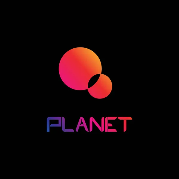 colored planets on a black background logo