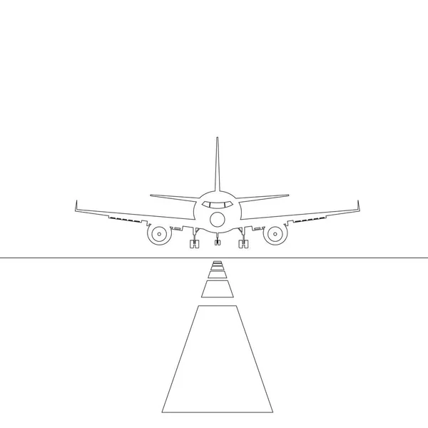 Letadlo Silueta Nad Dráhu Startu Přistání — Stockový vektor
