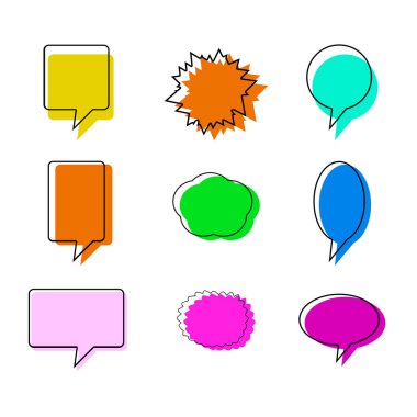 beyaz bir arka plan üzerinde boyalar ile boyanmış kabarcık konuşma. renkli komik konuşma balonu
