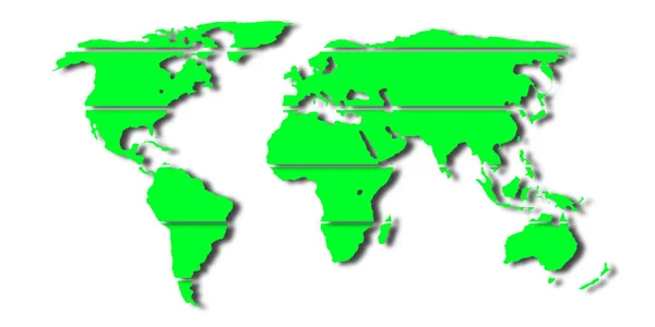 Mapa Mundo Sobre Fundo Branco Cartão Dado Uma Sombra Fundo — Fotografia de Stock