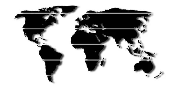 Mappa Del Mondo Sfondo Bianco Alla Carta Viene Data Ombra — Foto Stock