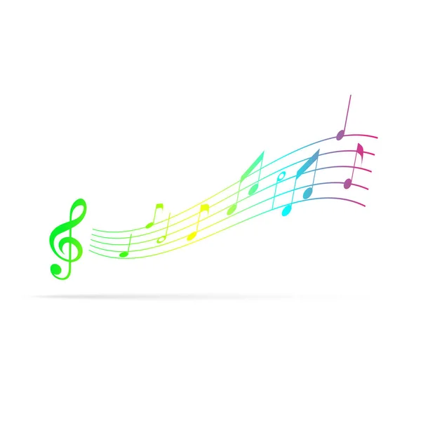 Χαρούμενο Προσωπικό Μουσικής Μέλοντι Κατέγραψε Νότες Λευκό Φόντο — Διανυσματικό Αρχείο