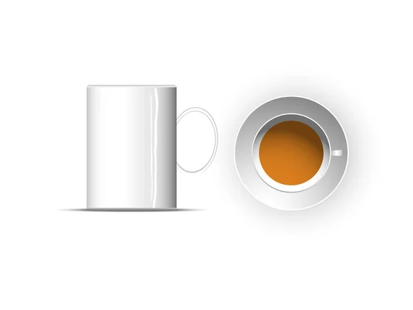 Two Cups Tea White Color View Front View Top Vector — Stock Vector