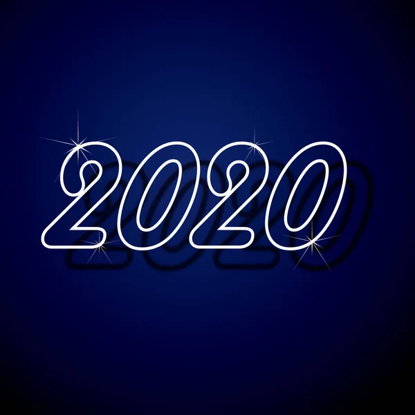 濃い青色の背景に火花を付けて白い数字2020 — ストックベクタ