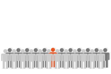 kalabalıktan farklı bir kişi, farklı düşünmek, beyaz bir arka plan üzerinde öne